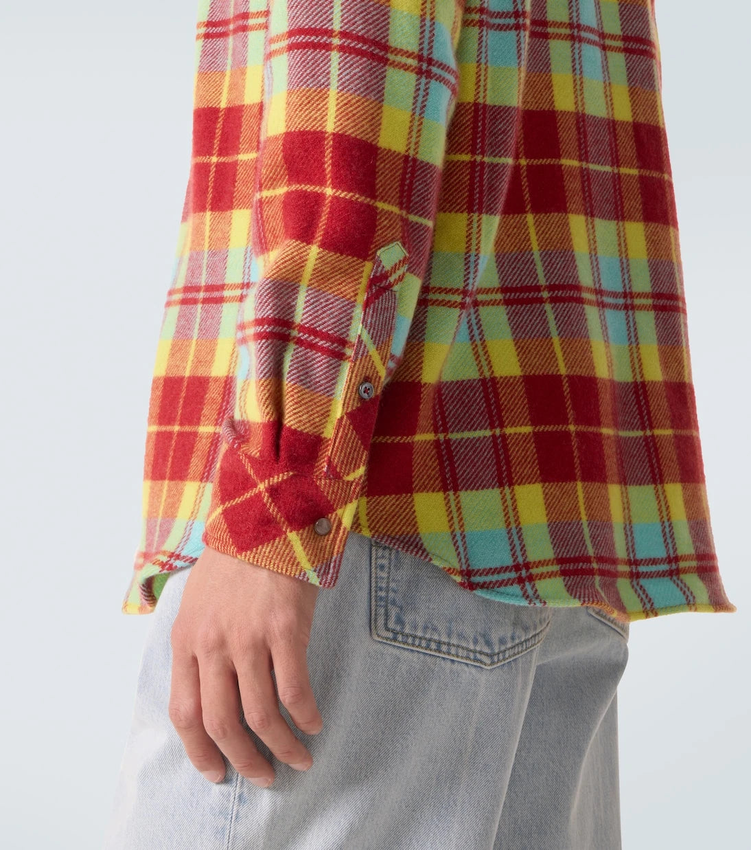 God's True Cashmere - Plaid cashmere shirt with labradorite
