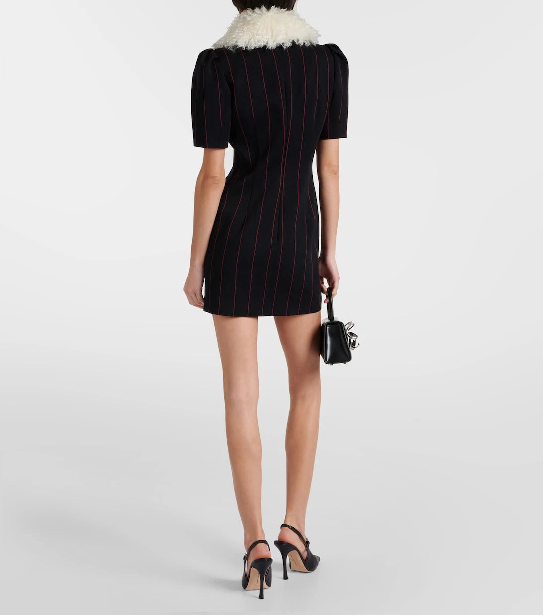 Alessandra Rich - Pinstripe collared wool-blend minidress