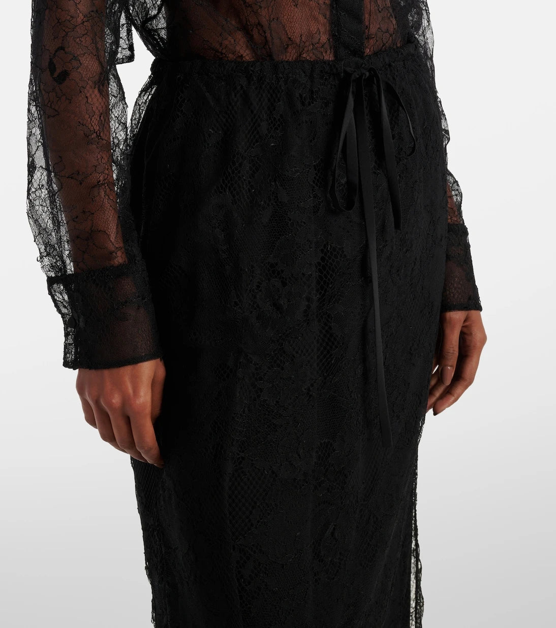 Valentino - Floral lace midi skirt