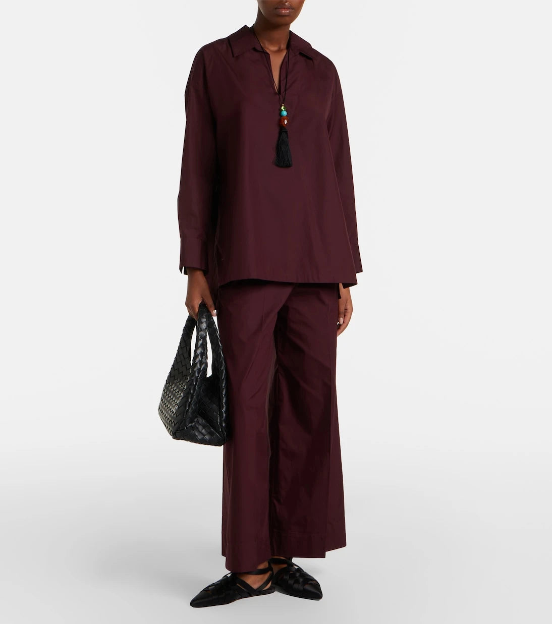 'S Max Mara - Cropped cotton poplin wide-leg pants
