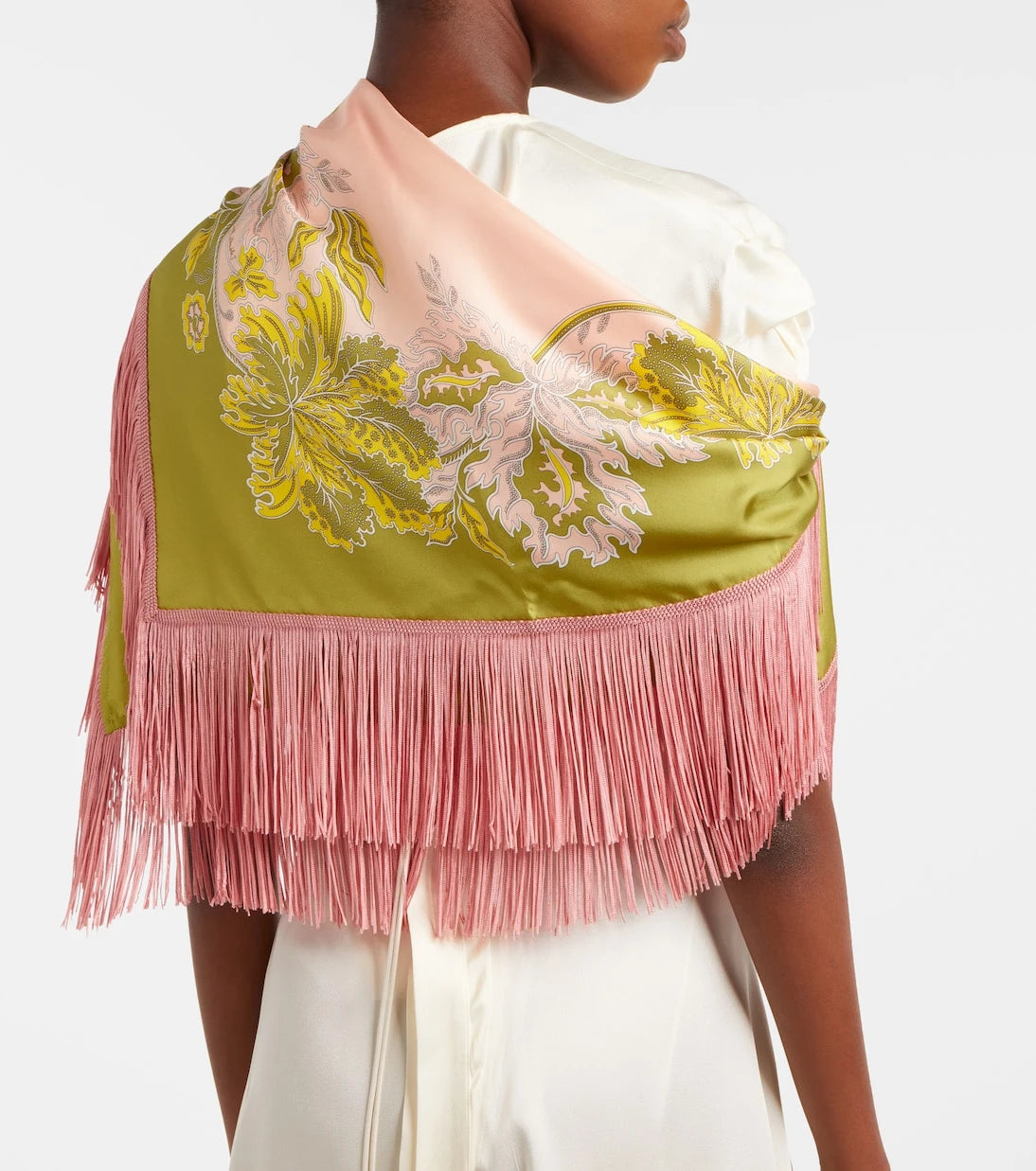 La DoubleJ - Fringed printed silk twill scarf