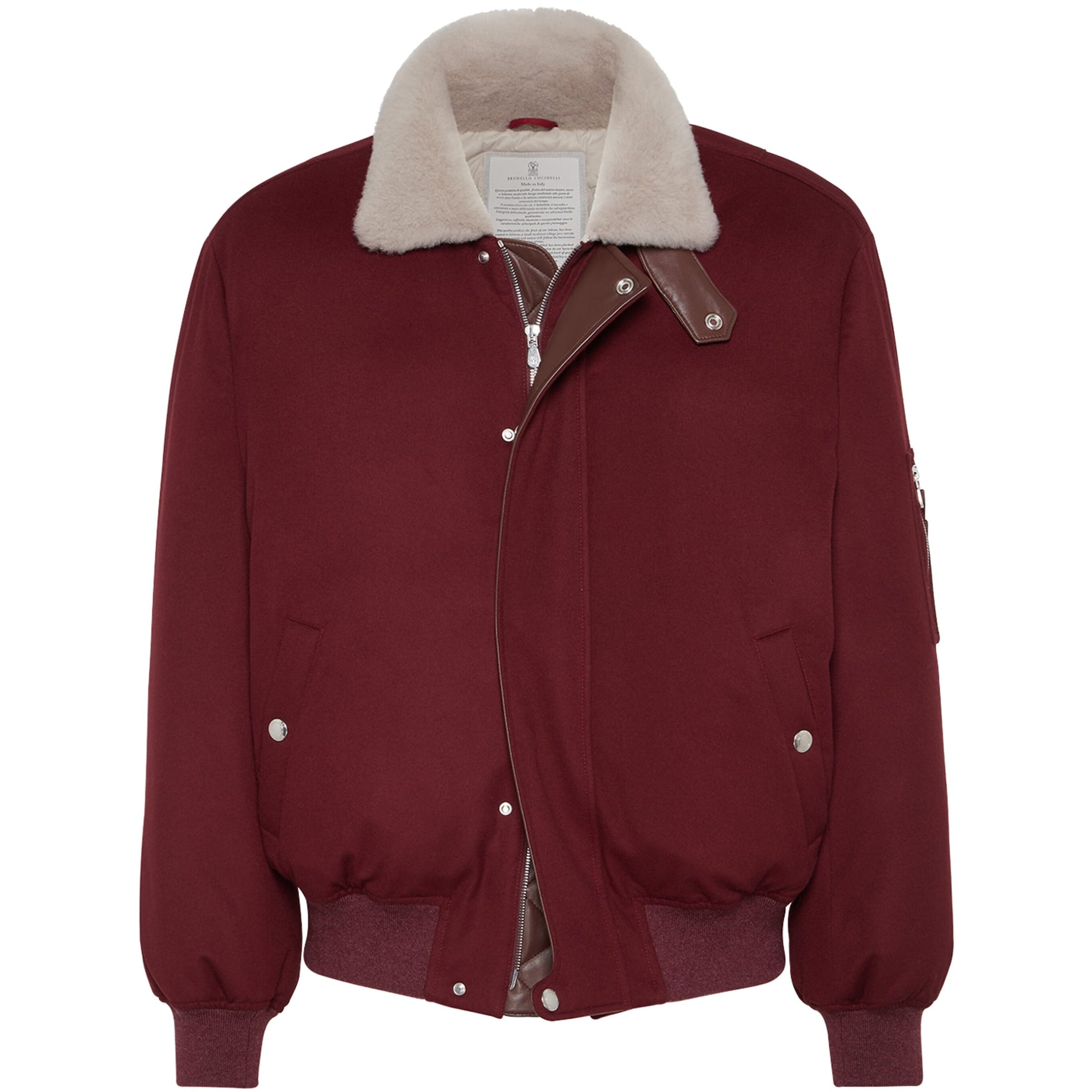 Brunello Cucinelli Red Wool Down-Filled Bomber Jacket