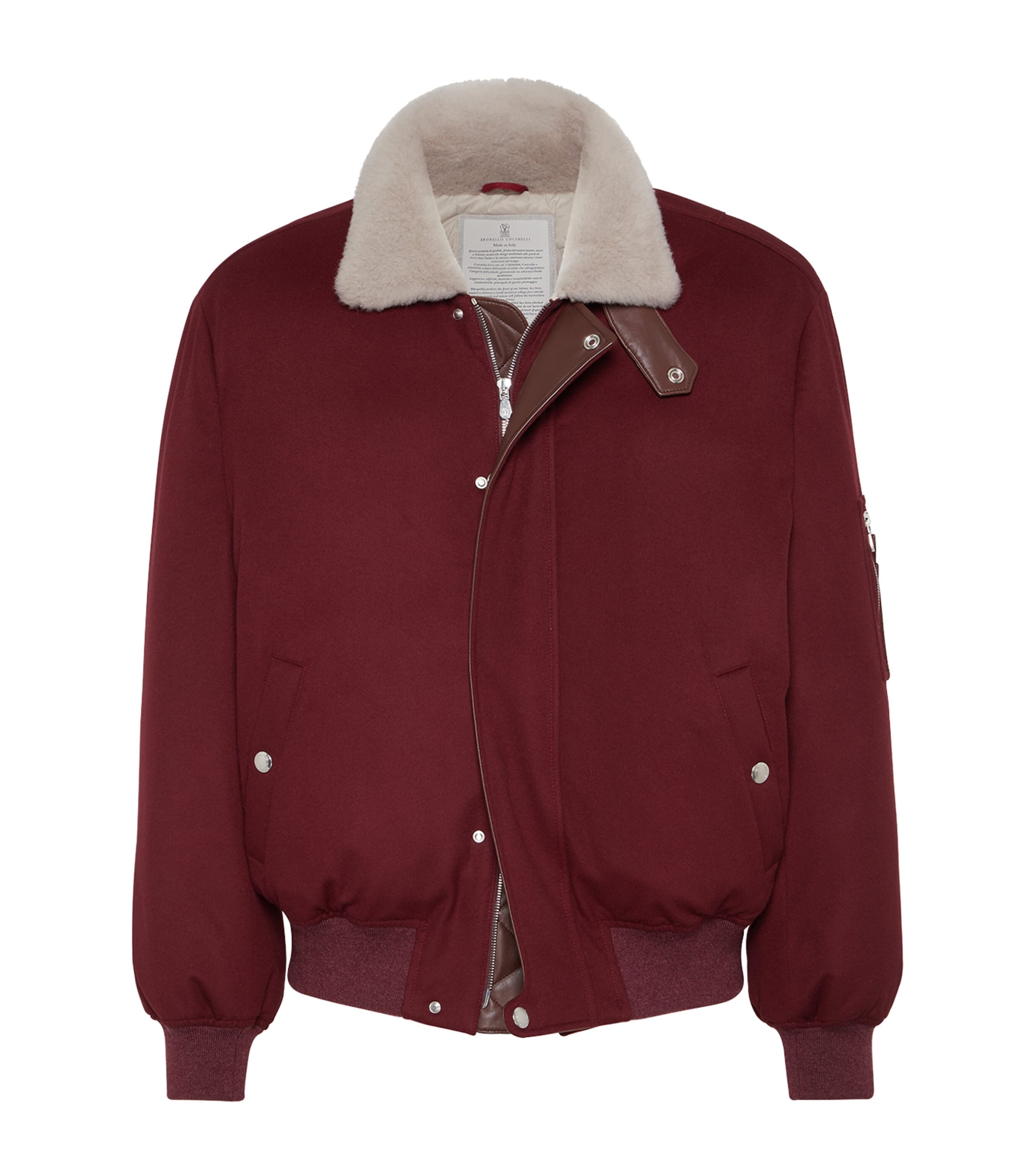 Brunello Cucinelli Red Wool Down-Filled Bomber Jacket