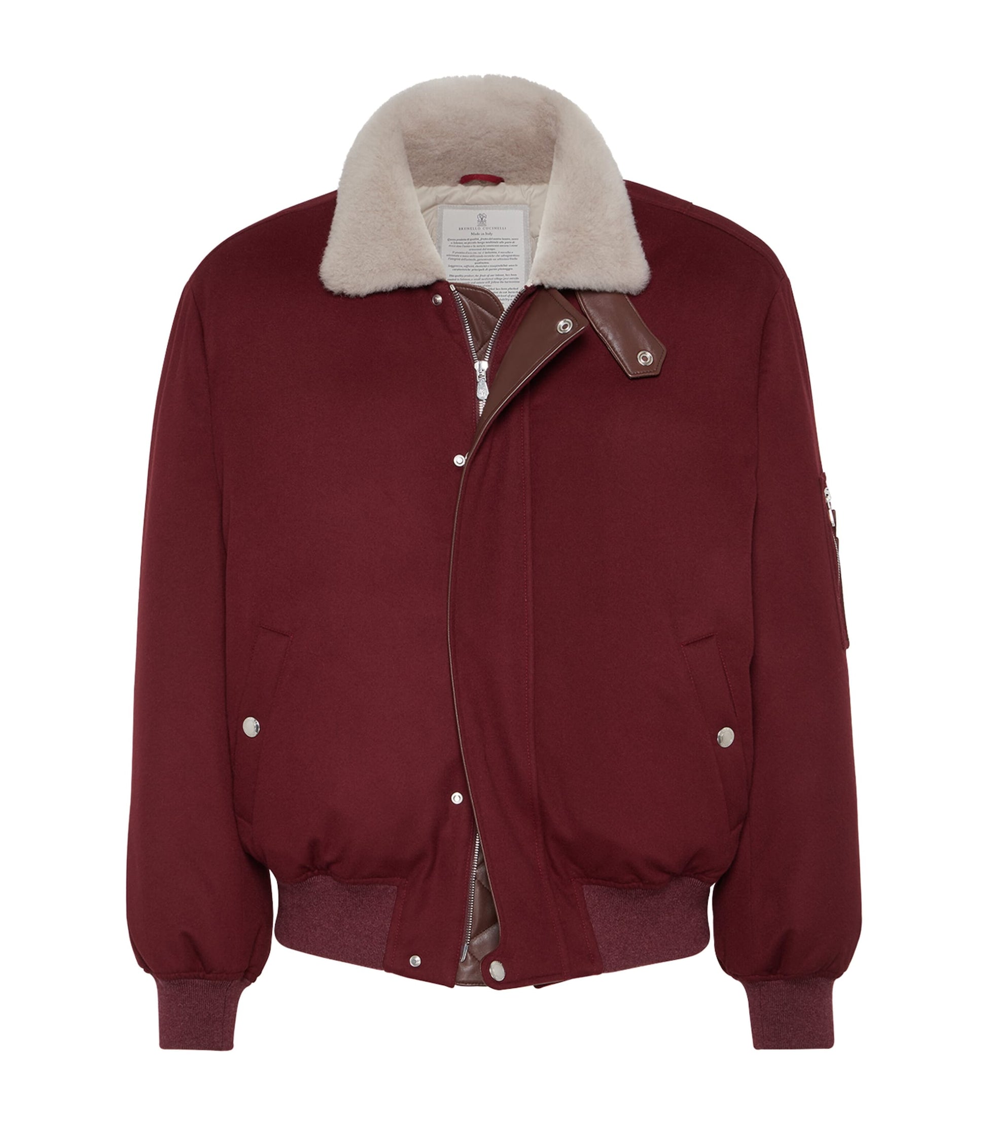 Brunello Cucinelli Red Wool Down-Filled Bomber Jacket