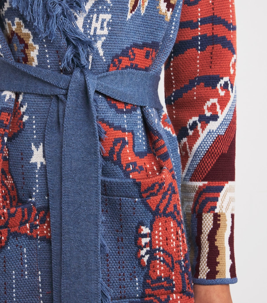 Navy Merino Wool Jacquard Mick Coat