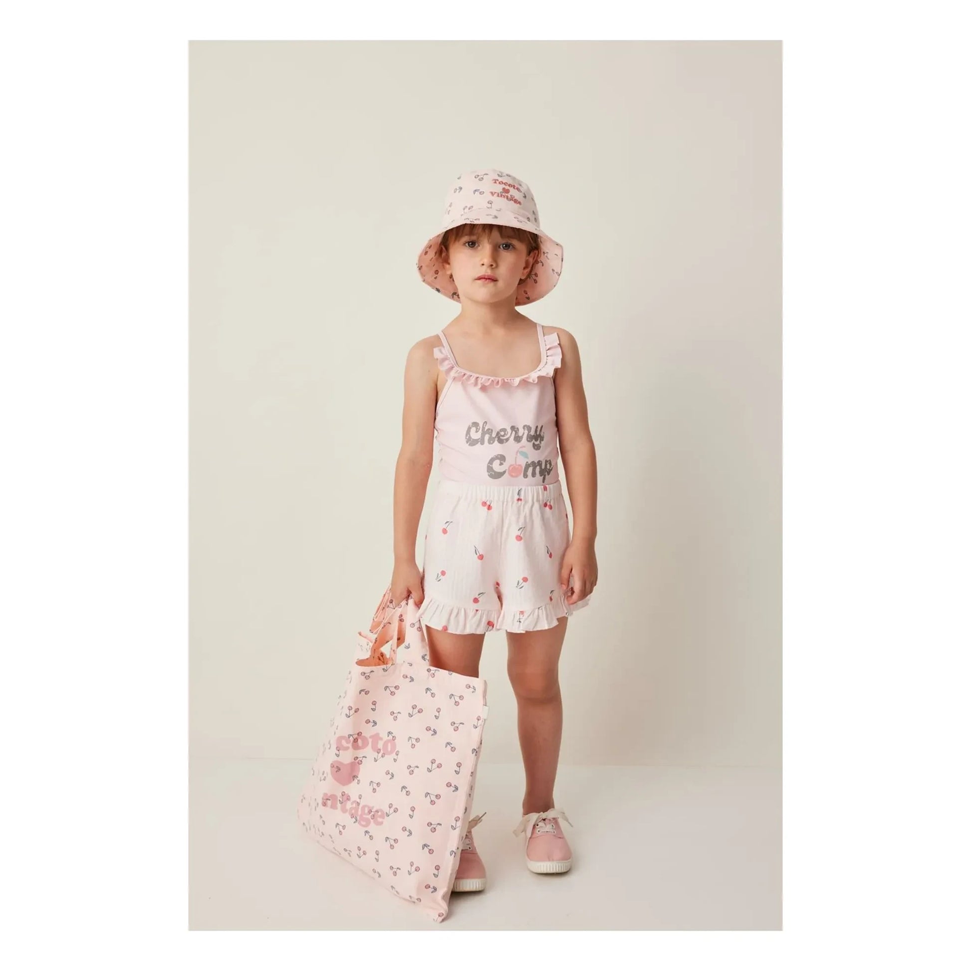 Tocoto Vintage - Cherry Swimsuit | Pale Pink
