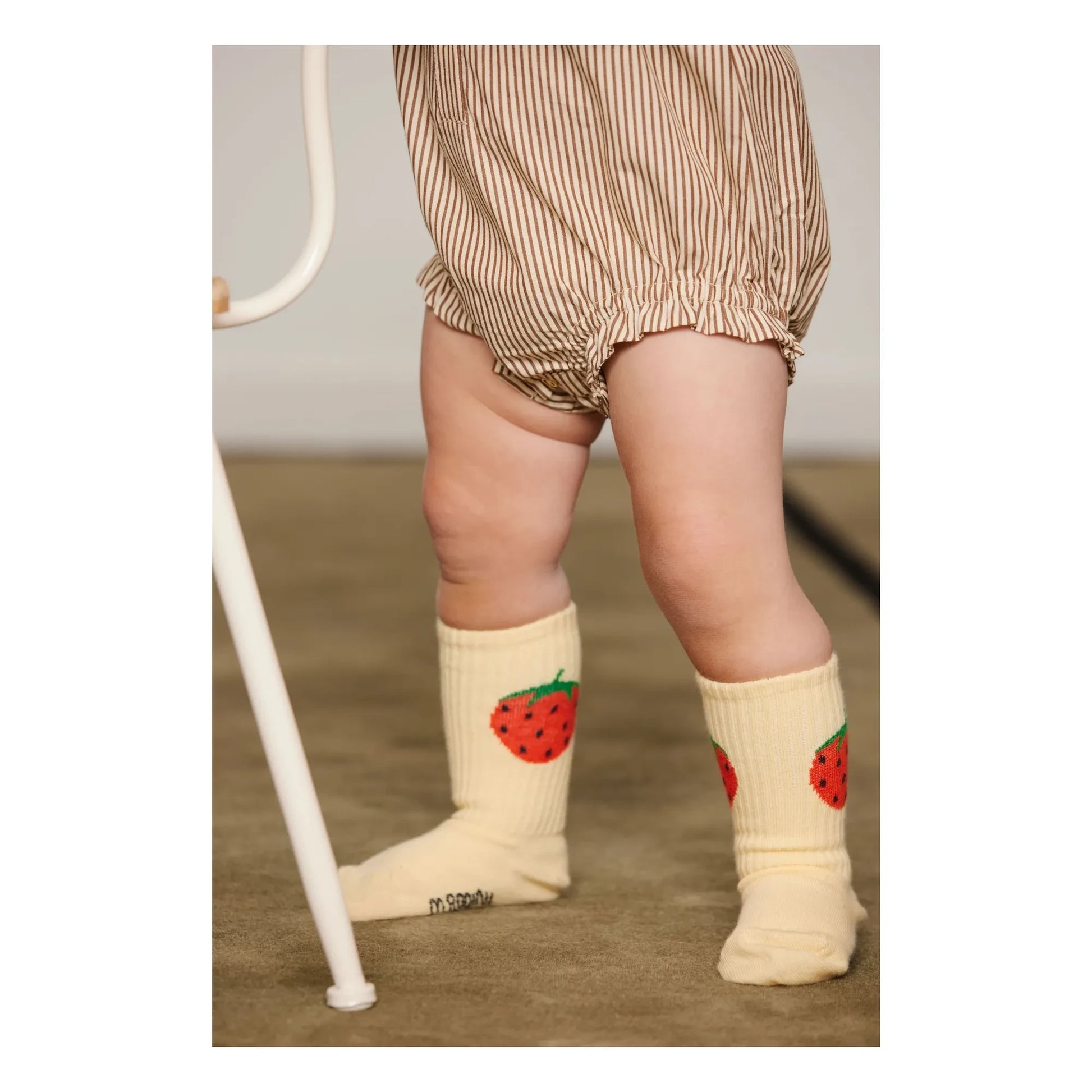 Mini Rodini - Striped organic cotton poplin romper | Brown