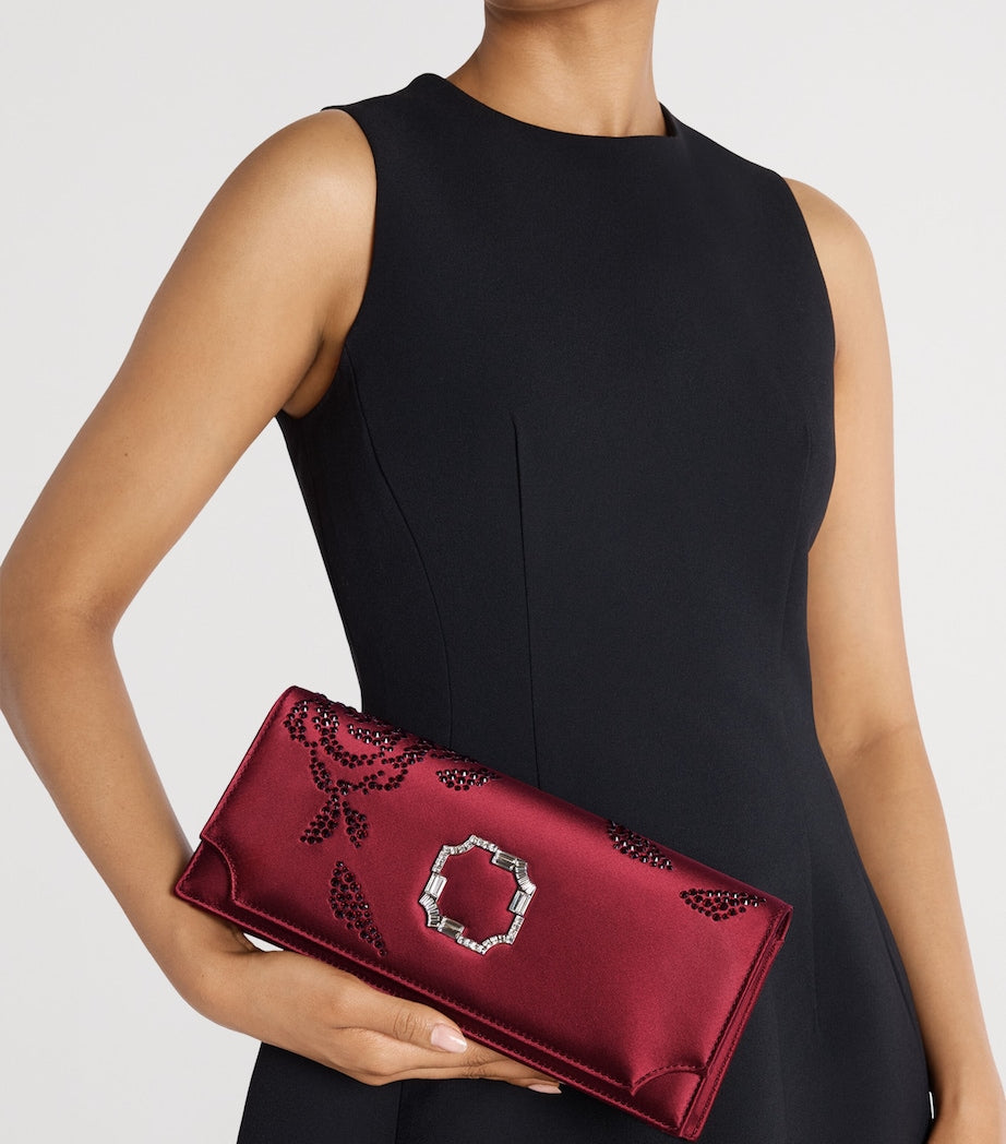 Malone Souliers Red Satin Embellished Vivien Clutch Bag