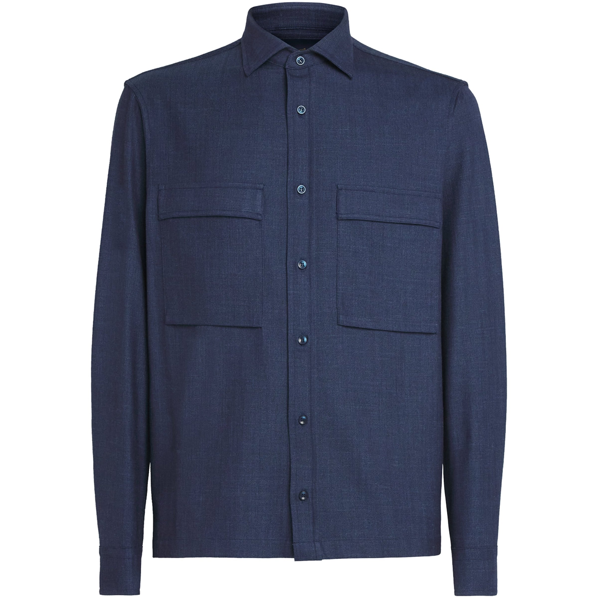 Paul & Shark Navy Wool-Silk-Linen-Blend Overshirt