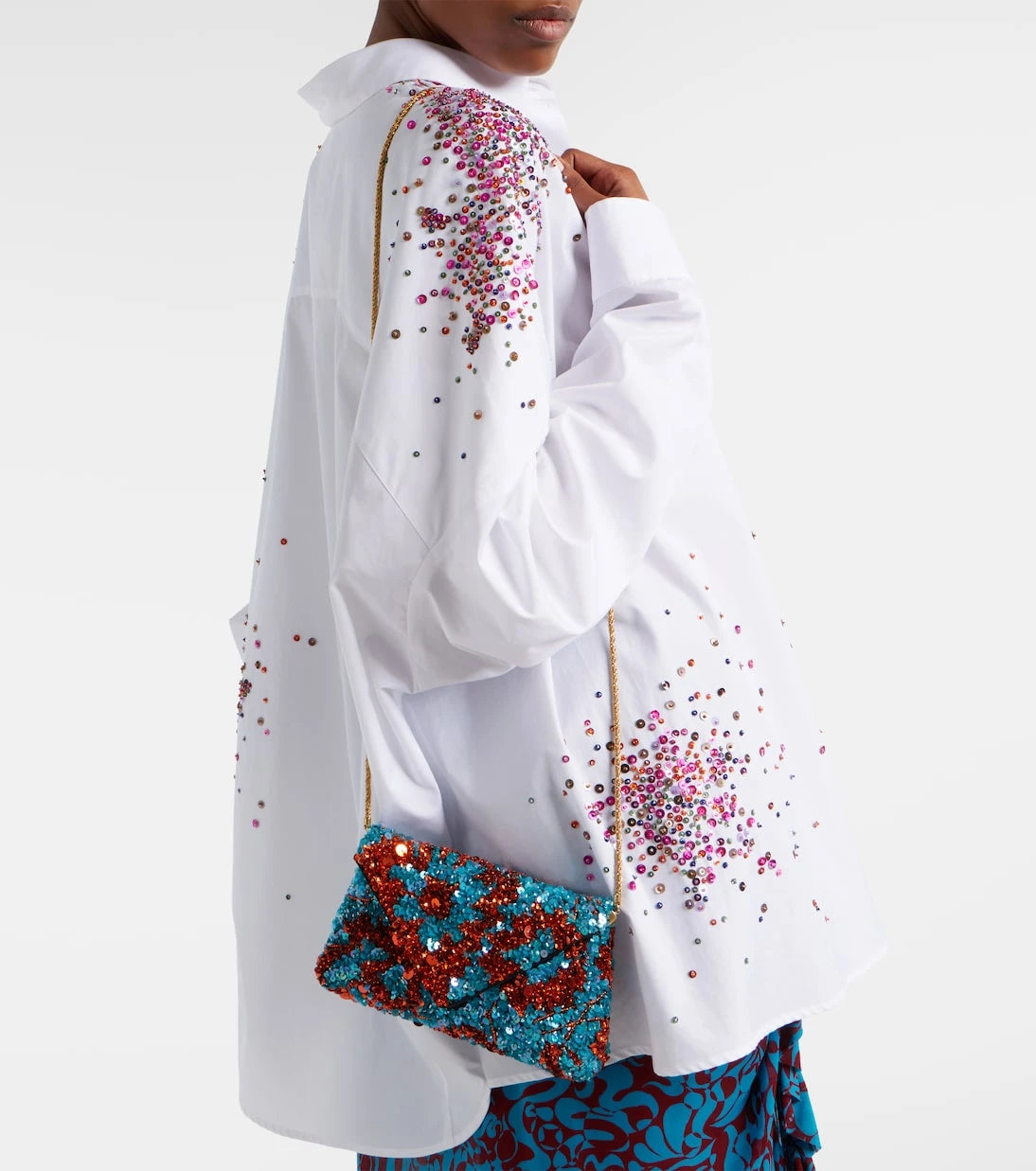 Dries Van Noten - Embellished satin clutch