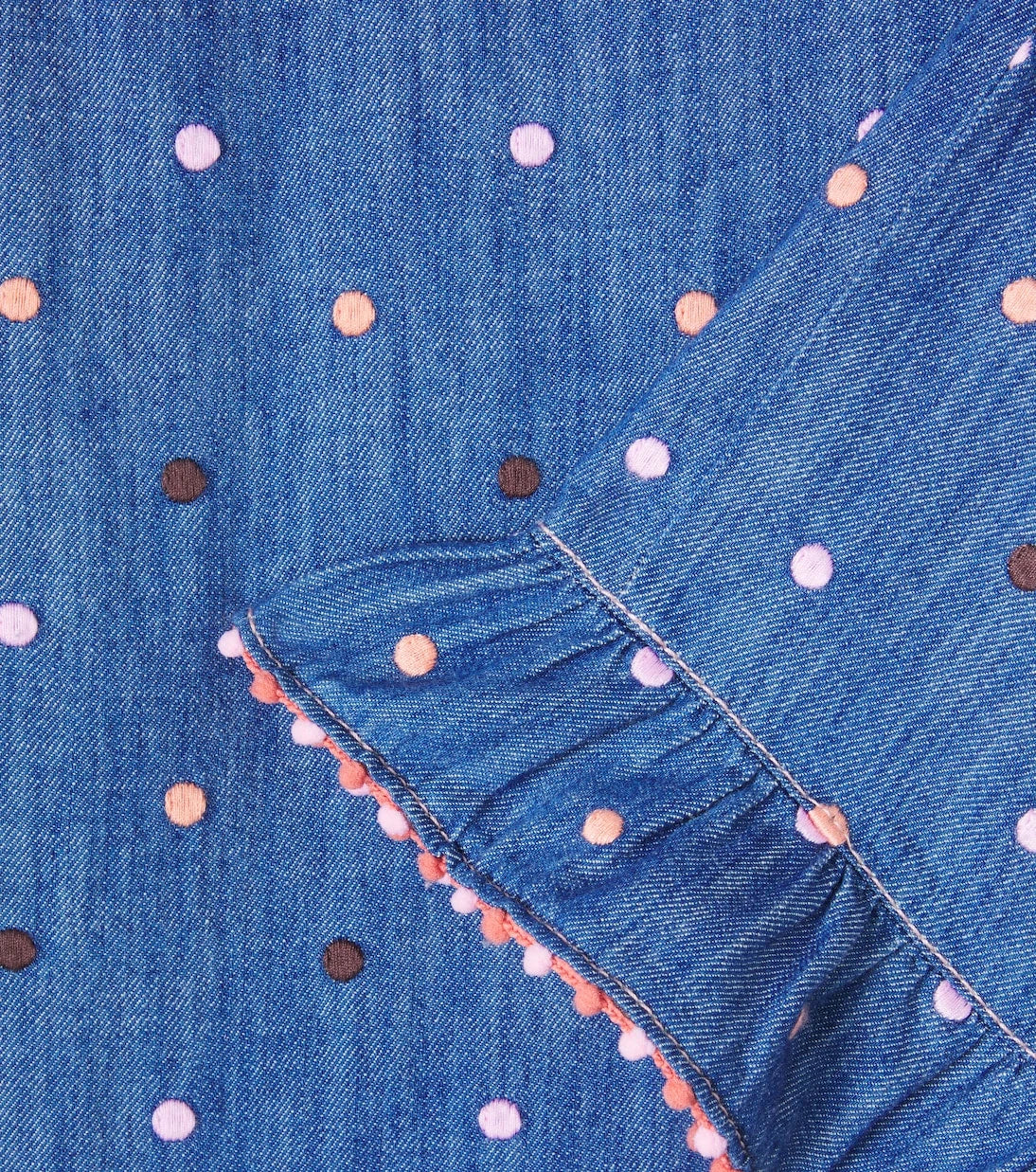 Zimmermann Kids - Embroidered polka-dot denim pants