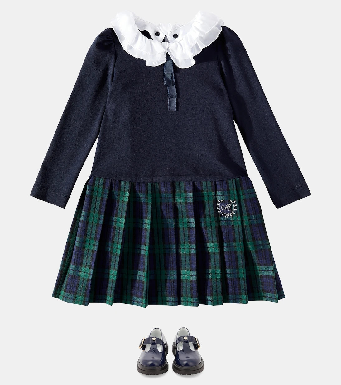 Monnalisa - Pleated plaid dress