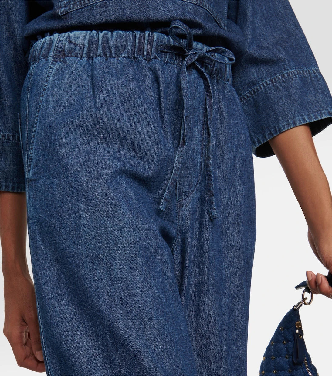 Valentino - High-rise chambray wide-leg jeans