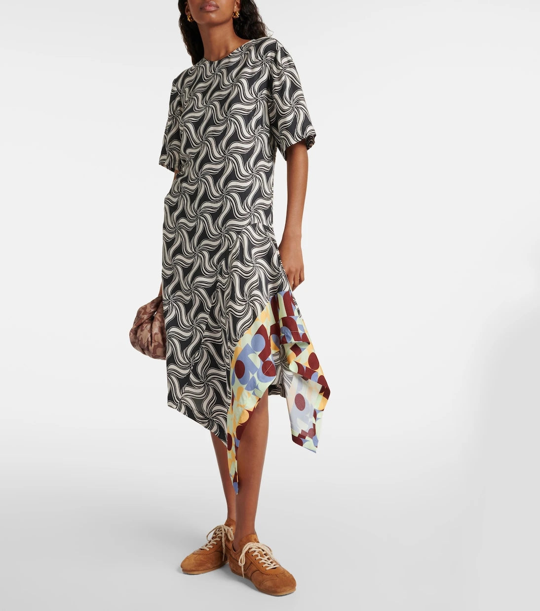 Dries Van Noten - فستان ميدي مطبوع غير متماثل