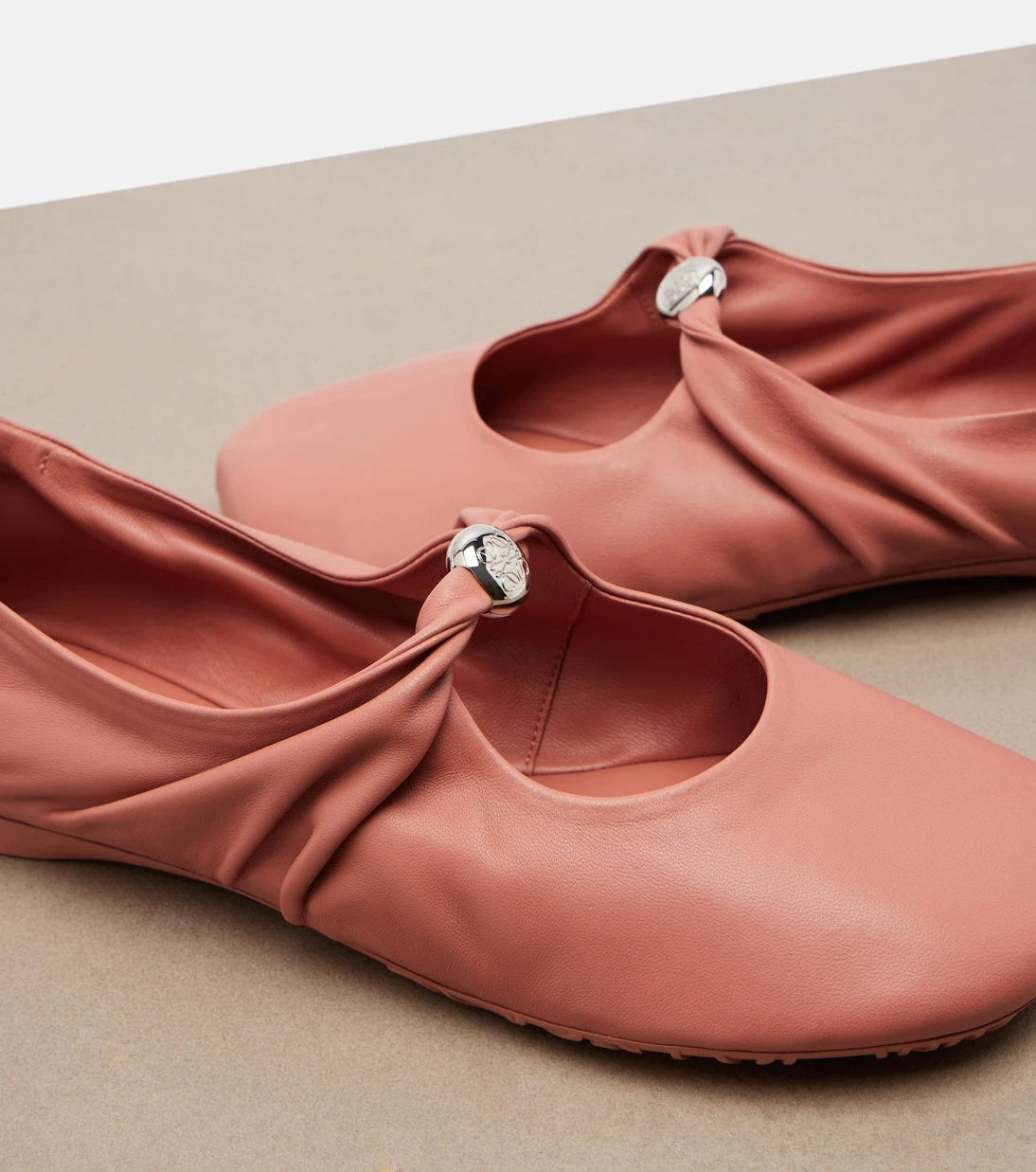 Loewe - Pebble Soft leather Mary Jane flats