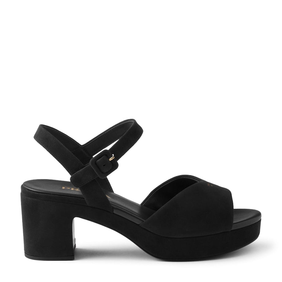 Prada Suede Padded Heeled Sandals 65