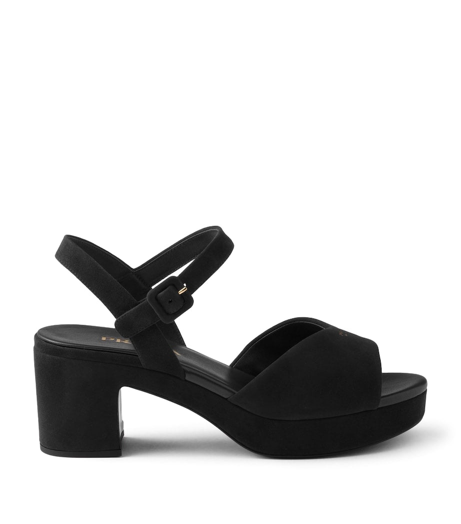Prada Suede Padded Heeled Sandals 65