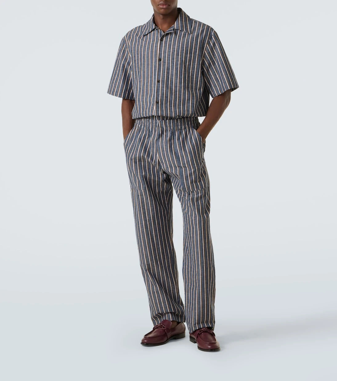 Bottega Veneta - Striped cotton-blend wide-leg pants