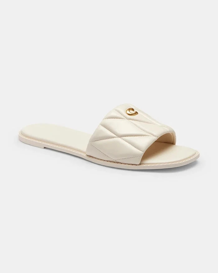 Coach чехли с равна подметка дамски от кожа Holly Quilted Leather Sandal