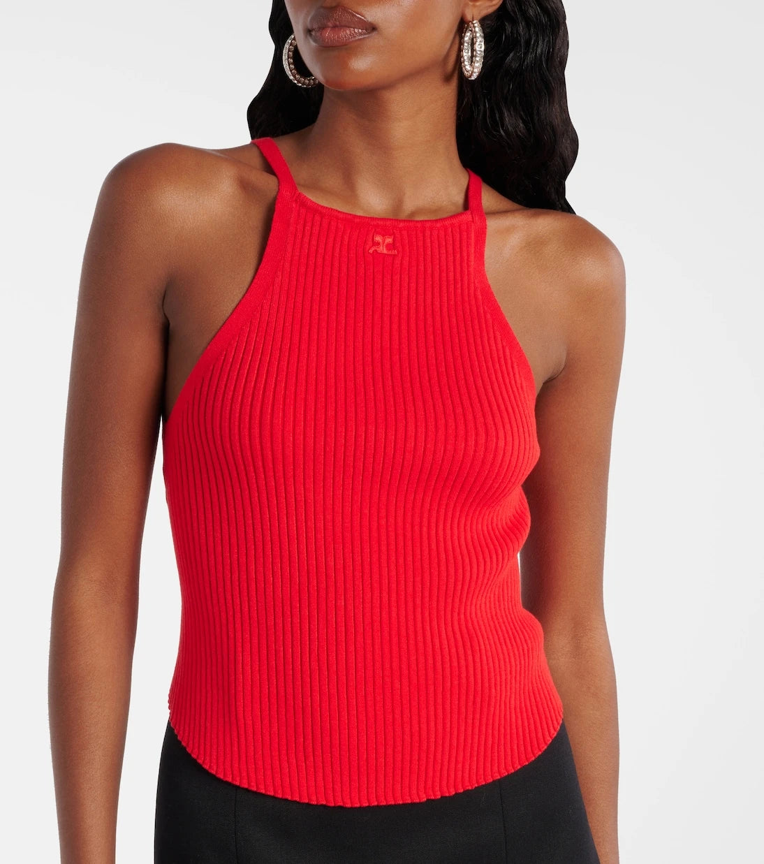 Courrèges - Circle logo ribbed-knit tank top