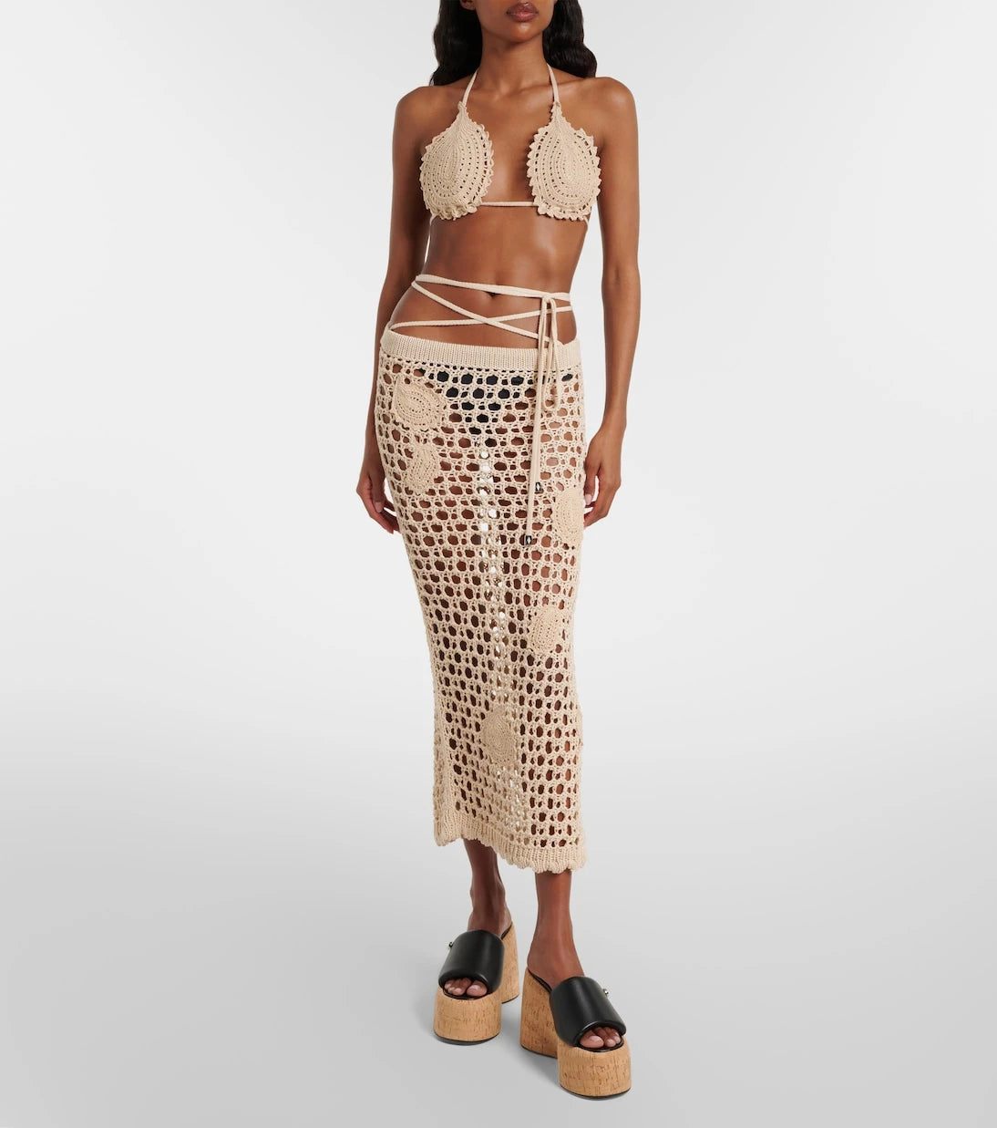 The Attico - Crochet cotton bikini top