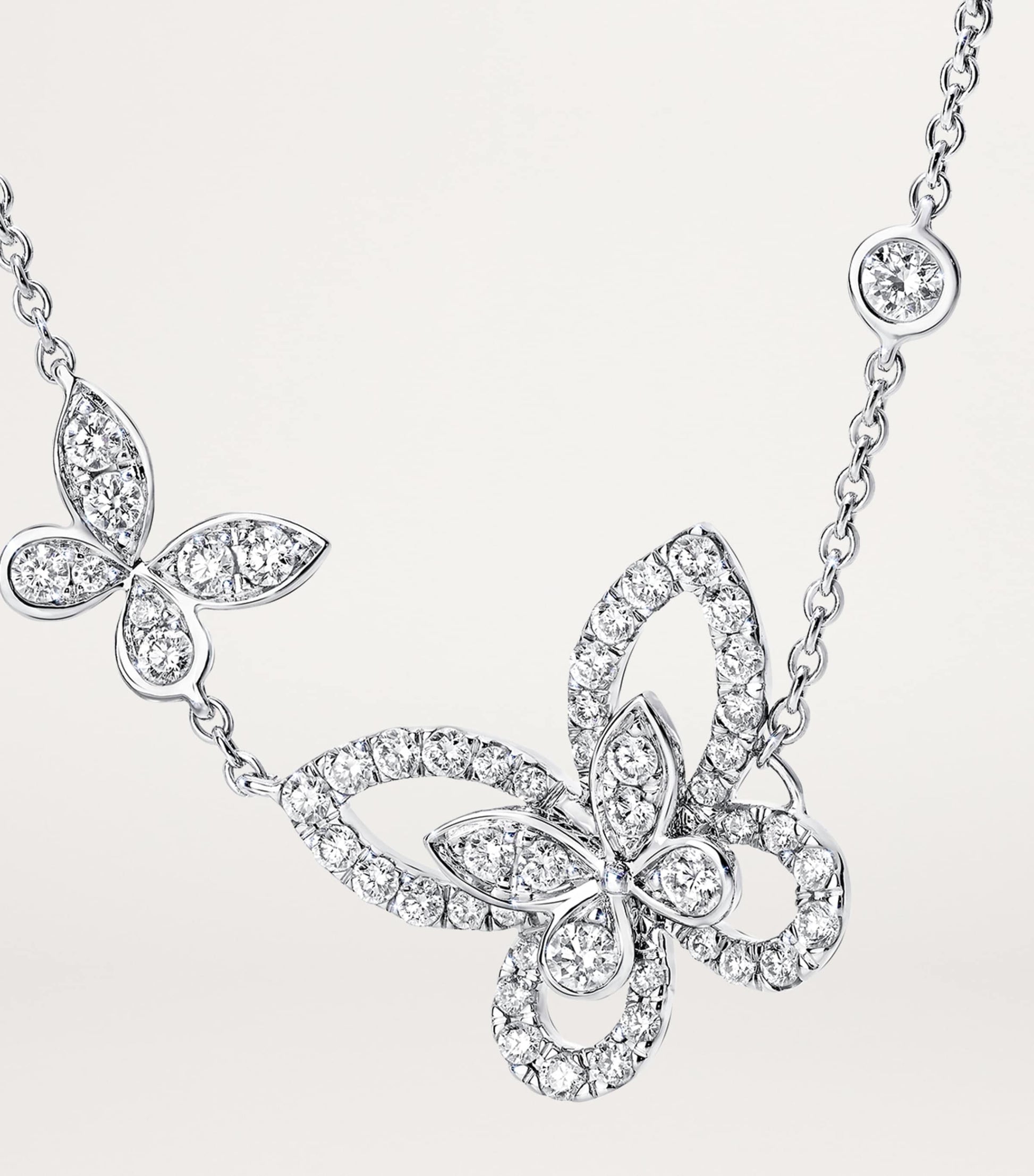 White Gold and Diamond Butterfly Necklace