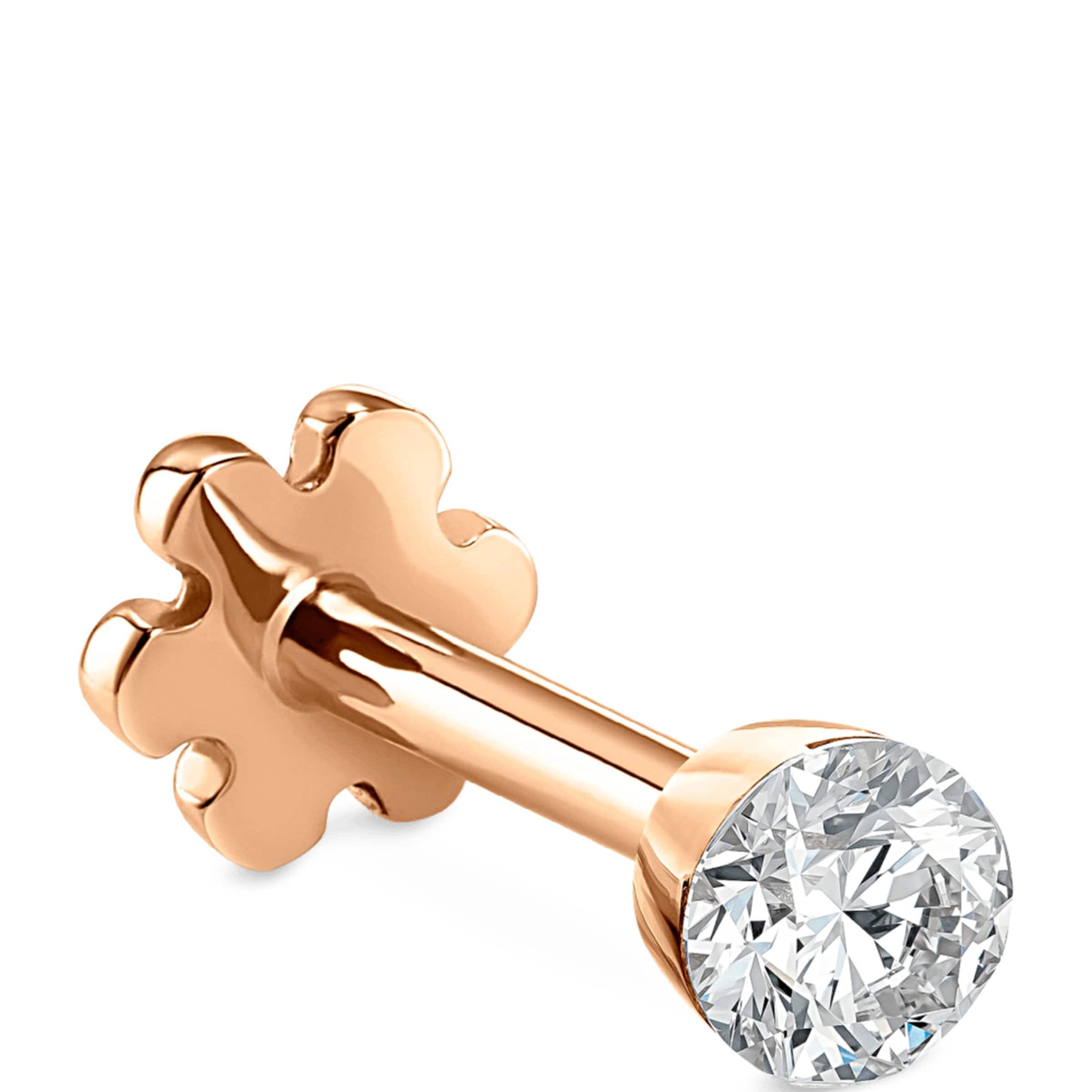 Rose Gold Invisible Set Diamond Threaded Stud Earring (2mm)