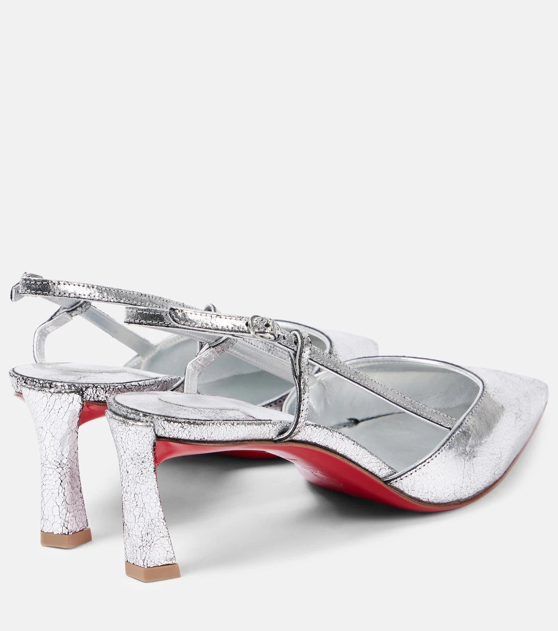 Christian Louboutin - حذاء كوندورولين 55 ذو الكعب العالي المصنوع من الجلد الميتاليك والحزام الخلفي