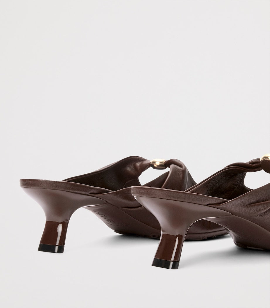 LOEWE Brown Lambskin Pebble Soft Heeled Mules 45