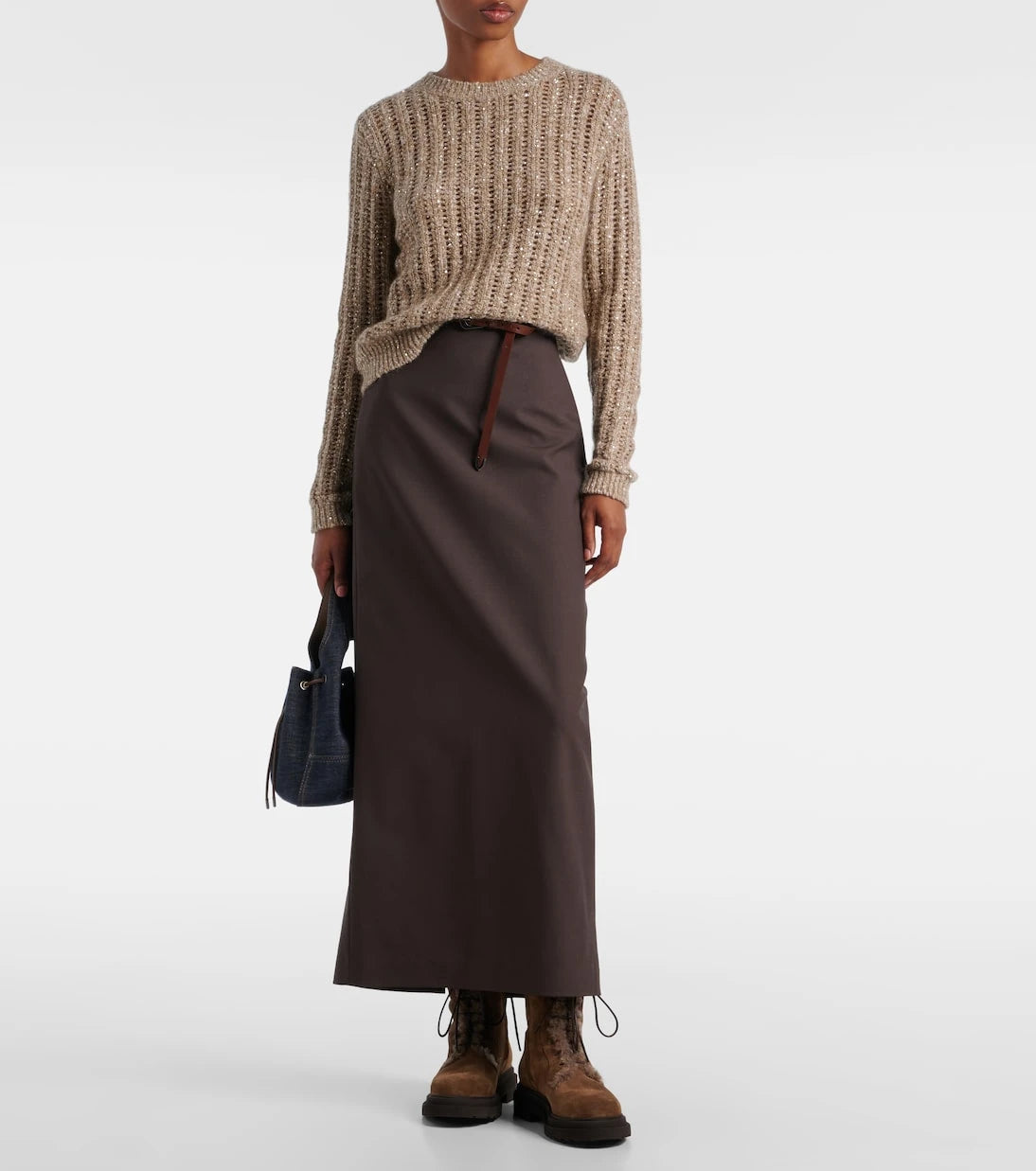 Brunello Cucinelli - Monili shearling-lined suede combat boots