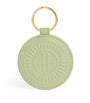 Green Leather Logo Circle Keyring