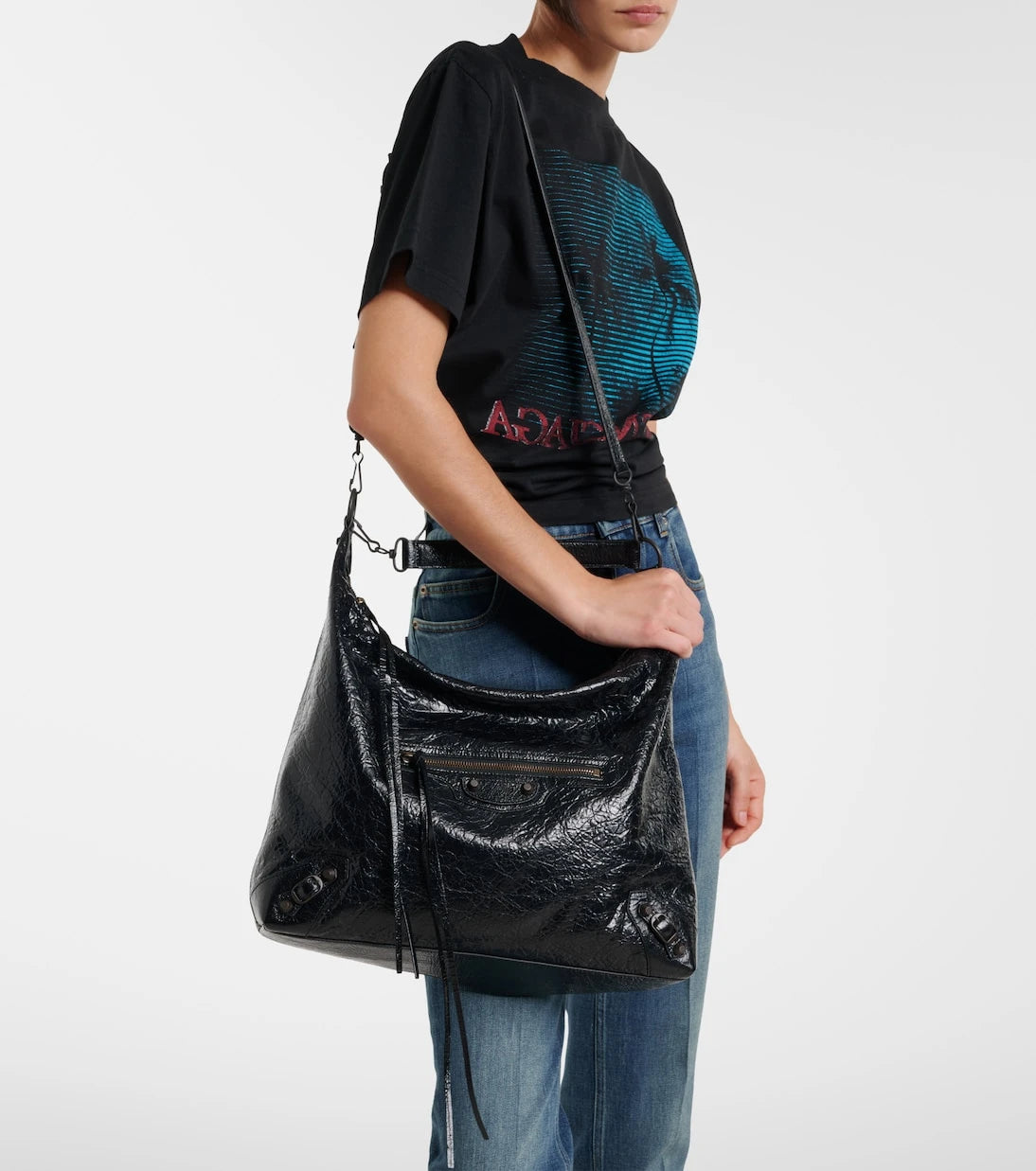 Balenciaga - حقيبة كتف Le City Medium من الجلد
