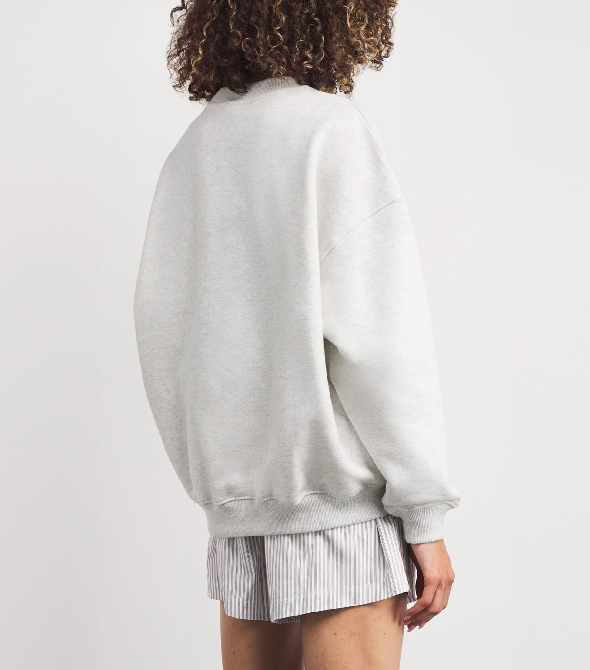 Adanola Grey Organic Cotton Varsity Chainstitch Sweatshirt