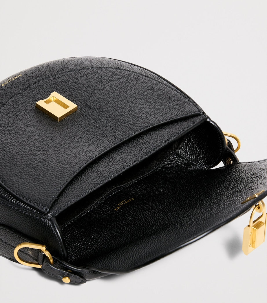 Black Small Leather Siena Saddle Bag