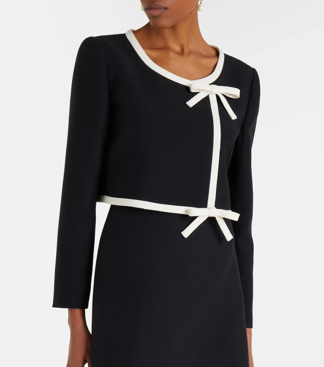 Valentino - Crepe Couture bow-detail cropped jacket