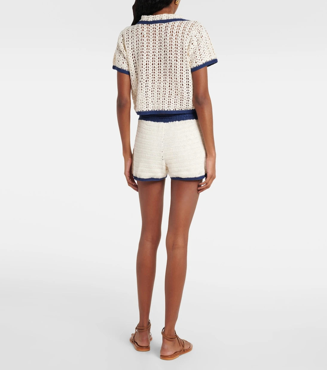 Anna Kosturova - Coastal crochet cotton polo shirt