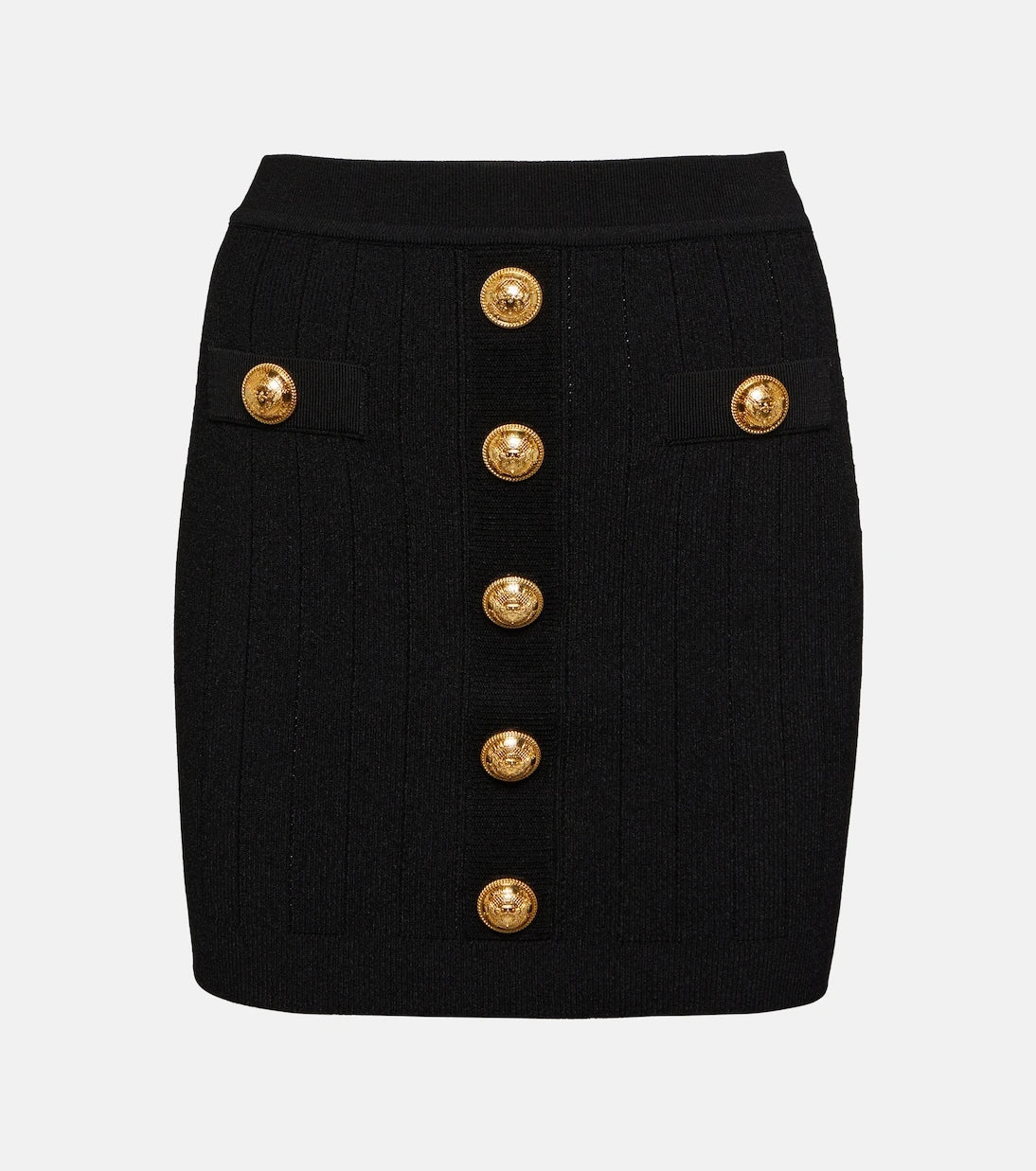 Balmain - High-rise knit miniskirt