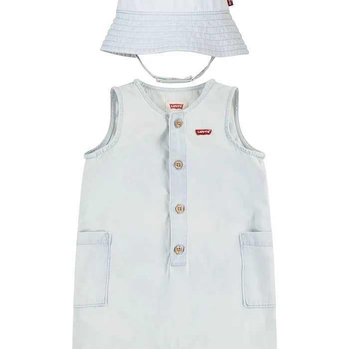 Levi's LVB Denim Bebek Kısa Tulum ve Şapka