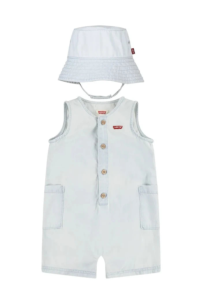 Levi's LVB Denim Bebek Kısa Tulum ve Şapka