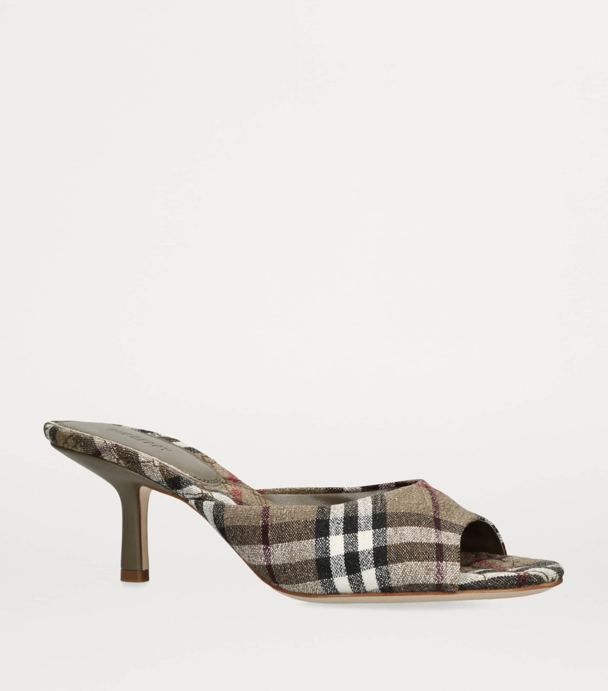 Burberry Multi Stretch-Linen Check Mews Mules 65