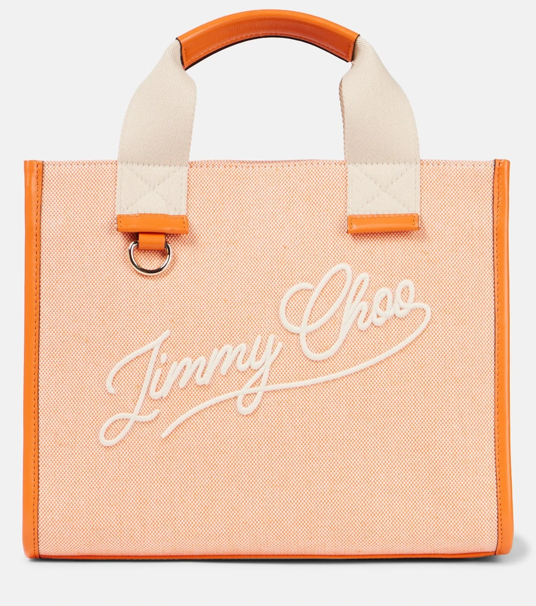 Jimmy Choo - Logo leather-trimmed canvas tote bag