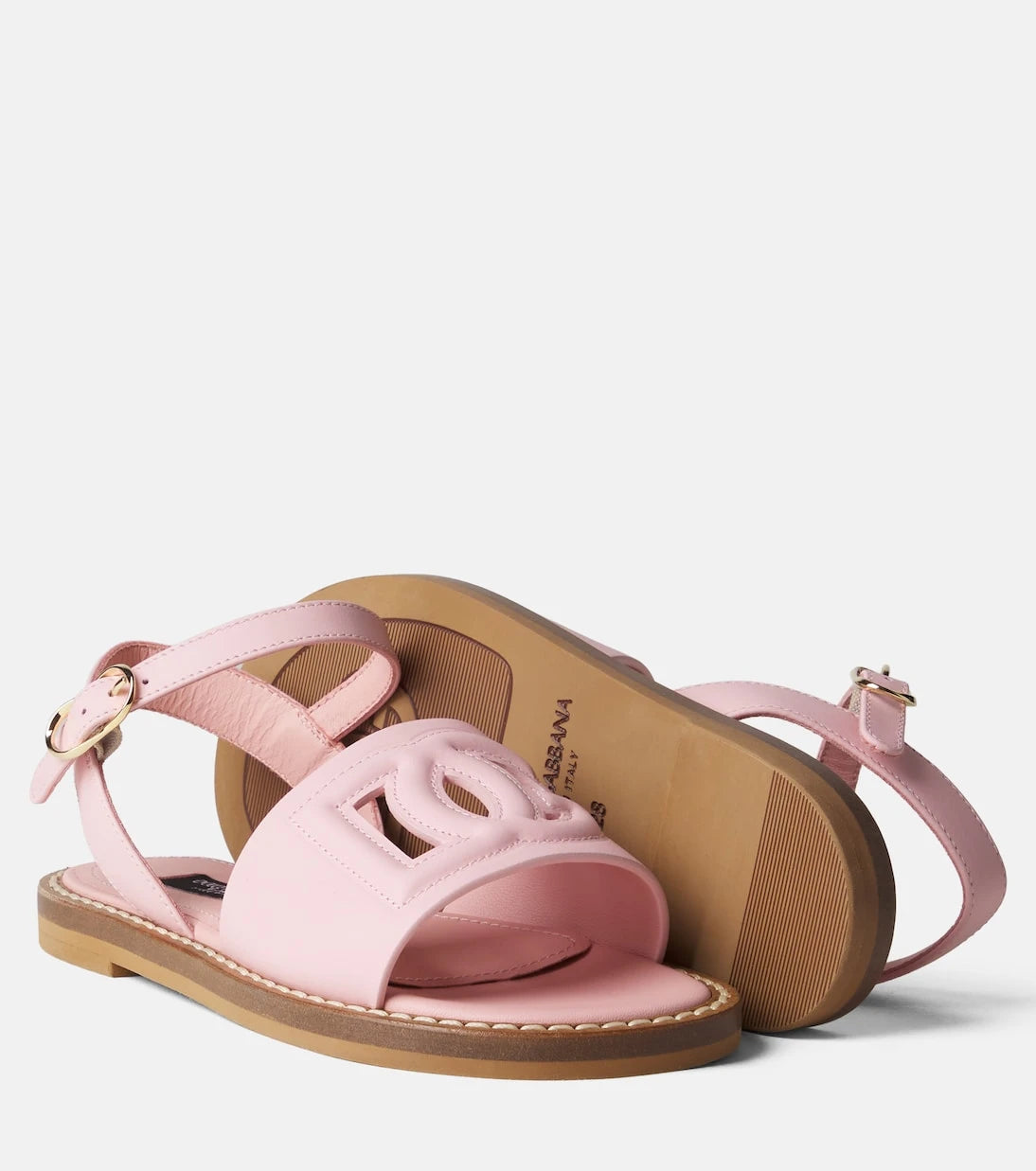 Dolce&Gabbana Kids - صنادل DG الجلدية
