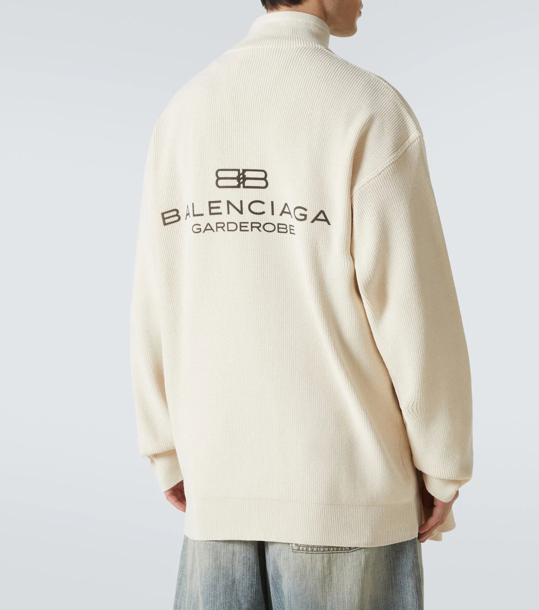Balenciaga - سترة كارديجان بسحاب من مزيج القطن بشعار العلامة