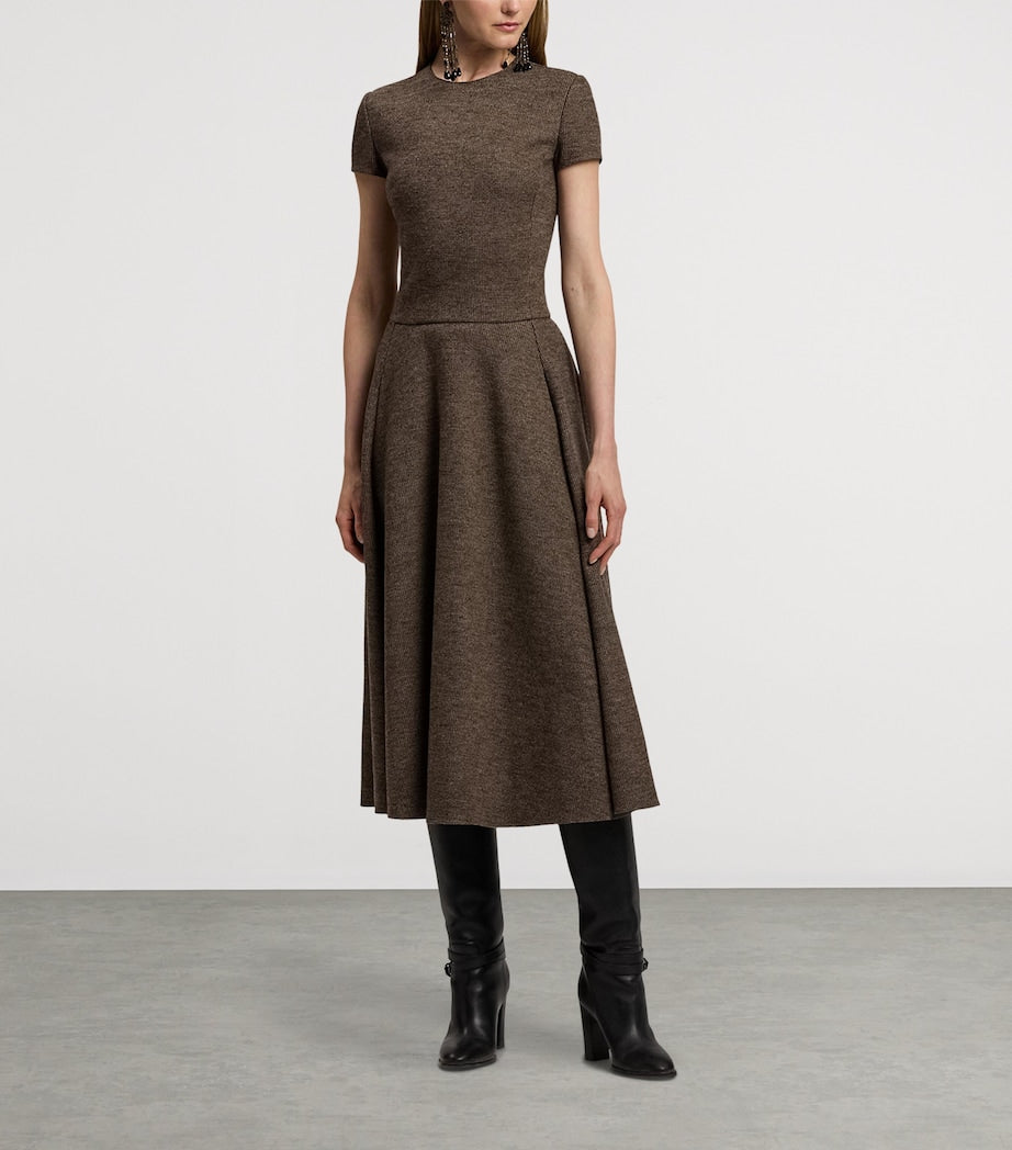 Wool Tick-Weave Margaret Midi Dress