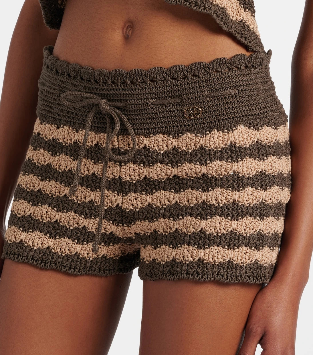 Valentino - Striped knitted cotton shorts