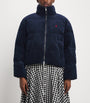 Navy Stretch-Cotton Corduroy Puffer Jacket