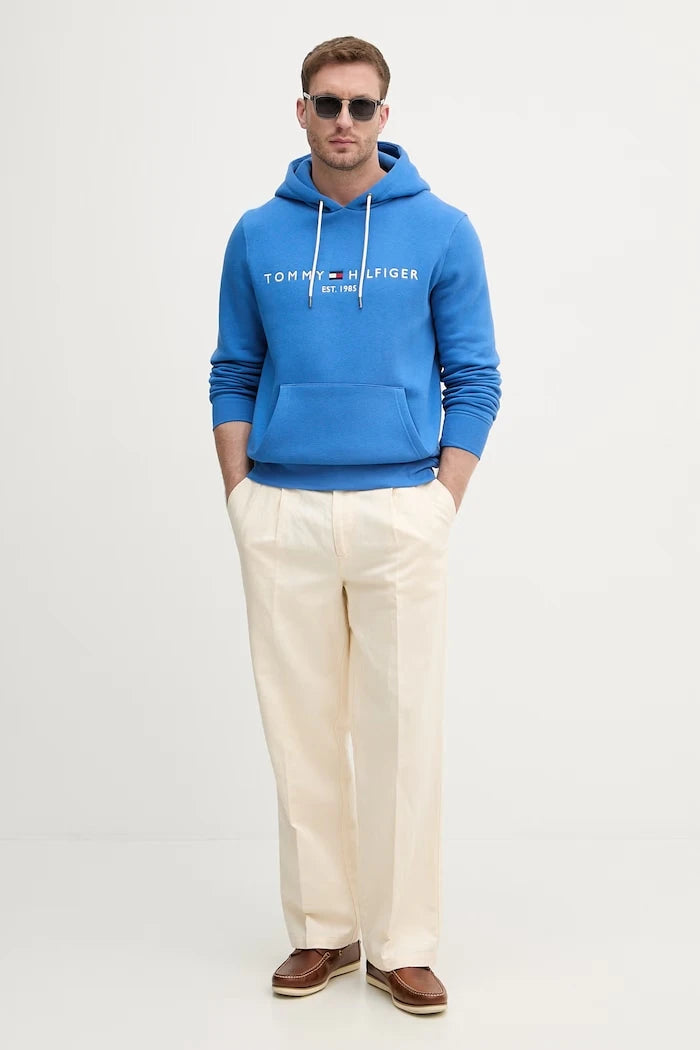 Tommy Hilfiger kapüşonlu erkek pamuklu sweatshirt