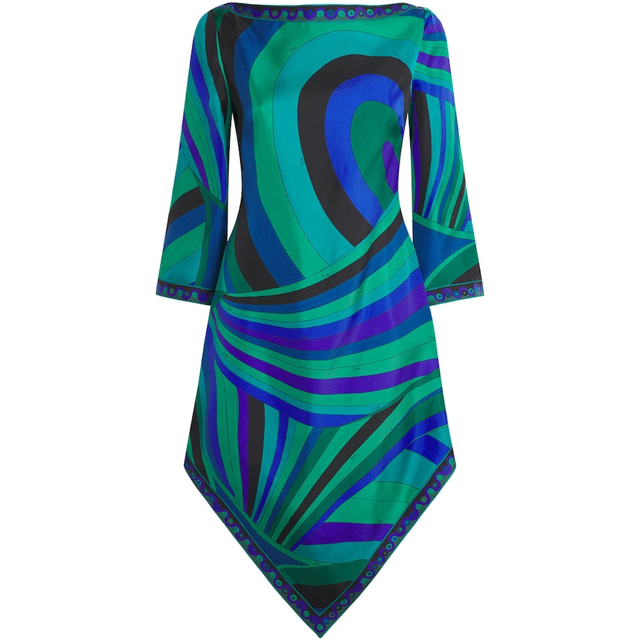 PUCCI Multi Silk Iride Print Midi Dress