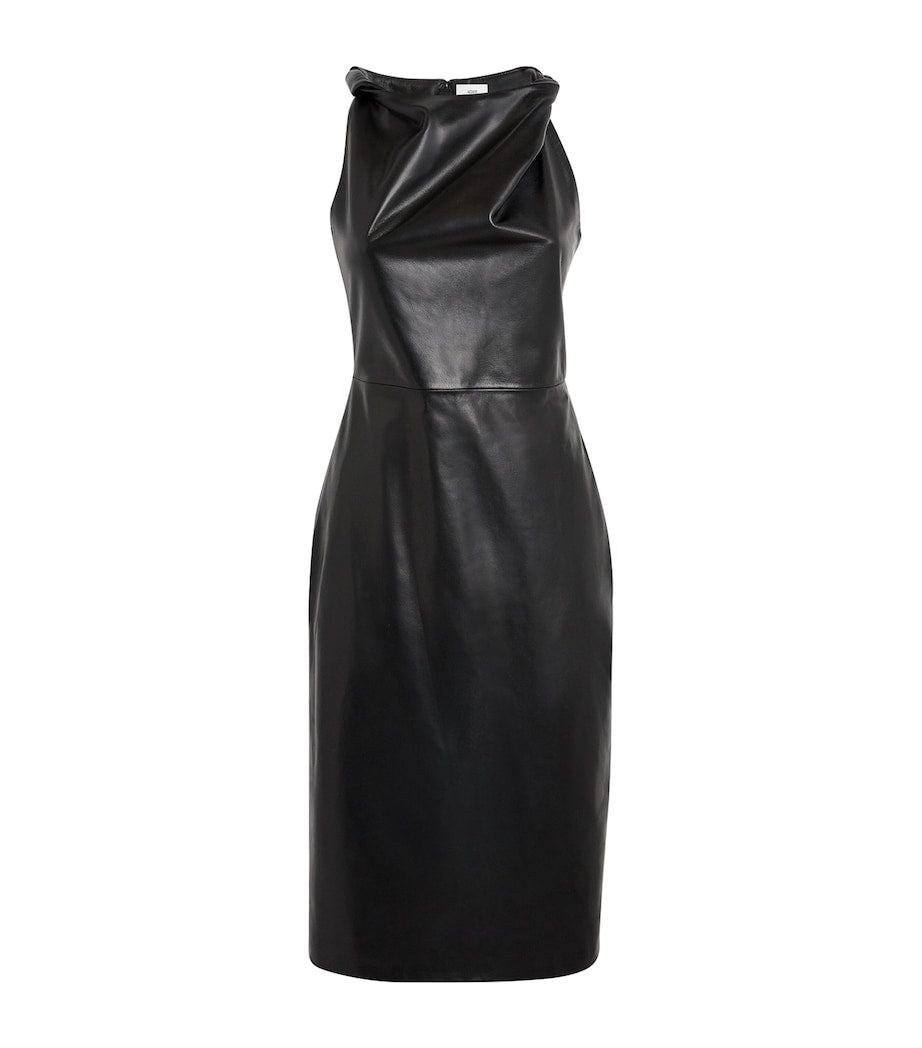 Adam Lippes Black Lambskin Hailee Midi Dress