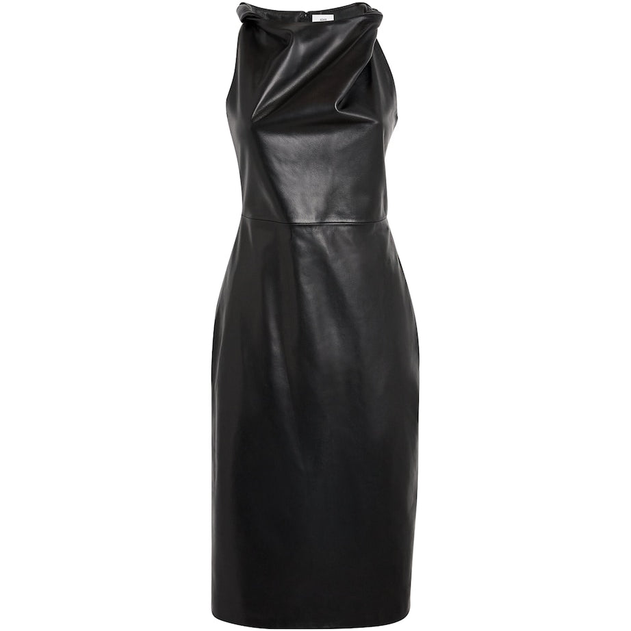Adam Lippes Black Lambskin Hailee Midi Dress